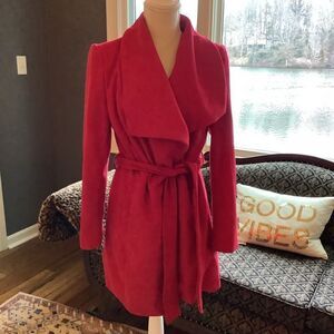 Love Tree Red Wrap Coat Medium